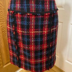 Anne Klein Red Titian Plaid Pencil Skirt